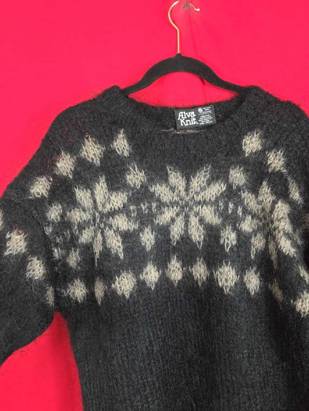 ALVA KNIT Nordic Wool Sweater Iceland Unisex Black